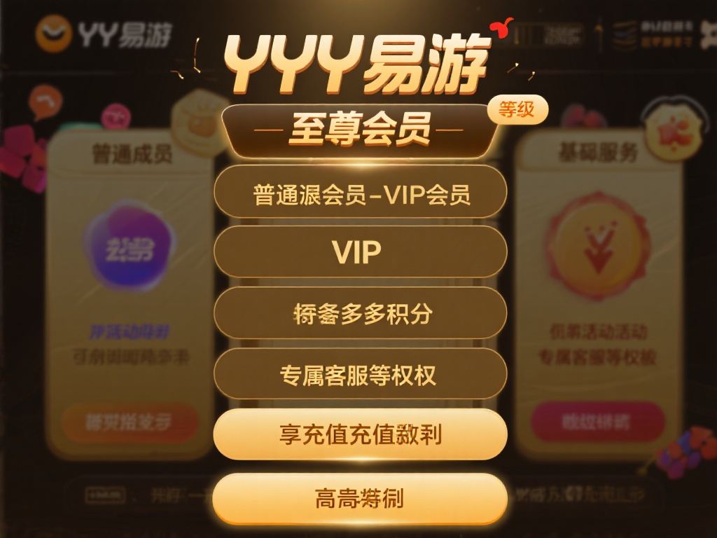 YY易游为会员设置了多个等级，从普通会员到VIP会